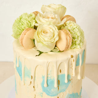 Beautiful Blue Vanilla Celebration Cake