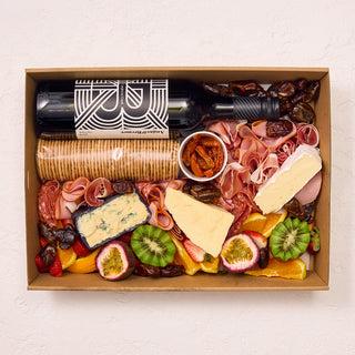 Mary's Antipasti Box with wine